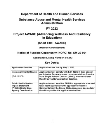 Project AWARE (Advancing Wellness And Resiliency) (SM-22-001)