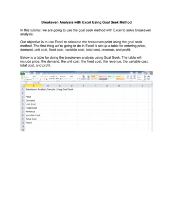 Breakeven Analysis With Excel Using Goal Seek Method