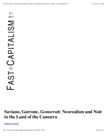 Saviano, Garrone, Gomorrah: Neorealism And Noir In The Land Of The .