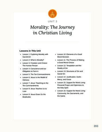 Unit 3 Morality: The Journey In Christian Living