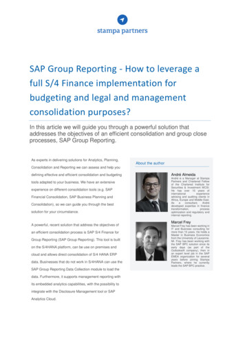 SAP Group Reporting - Solutions For Analytics, Planning, Consolidation .