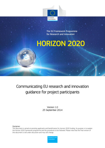 Communicating EU Research And Innovation Guidance For Project Participants