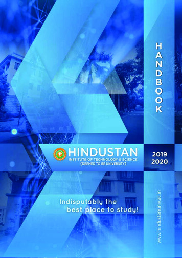 HITS HANDBOOK 2019 - 2020 - Hindustan Institute Of Technology And Science