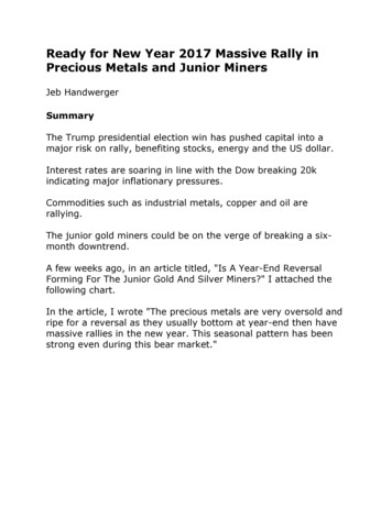 Ready For New Year 2017 Massive Rally In Precious Metals And Junior Miners