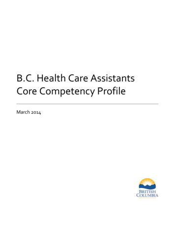 B.C. Health Care Assistants Core Competency Profile
