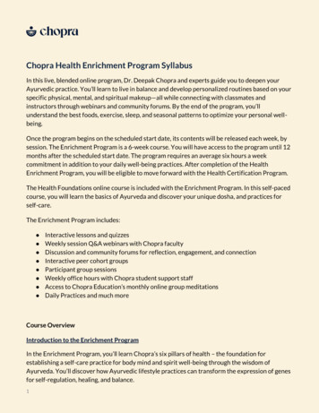 Chopra Health Enrichment Program Syllabus