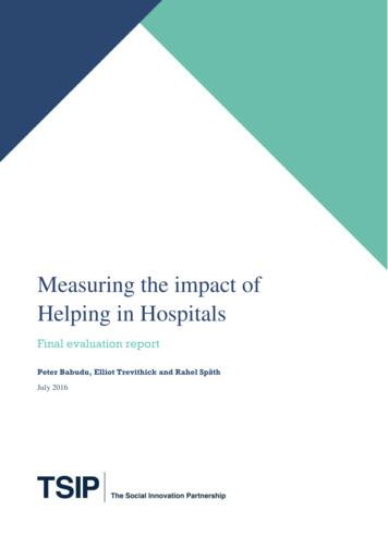 Measuring The Impact Of Helping In Hospitals - Nesta