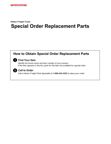 Harbor Freight Tools Special Order Replacement Parts