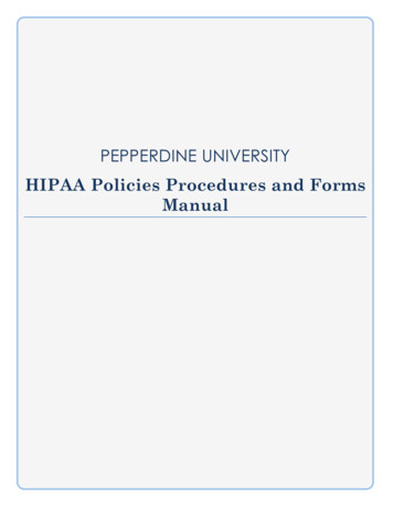 HIPAA Policies Procedures And Forms Manual - Pepperdine University