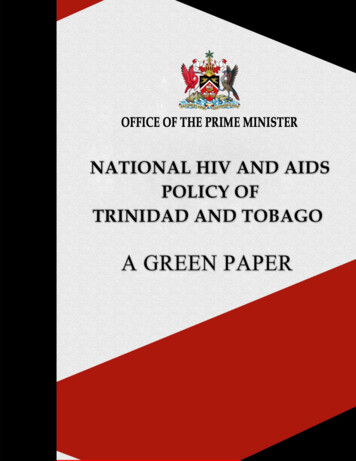 National HIV And AIDS Policy OF TRINIDAD AND TOBAGO - A Green Paper