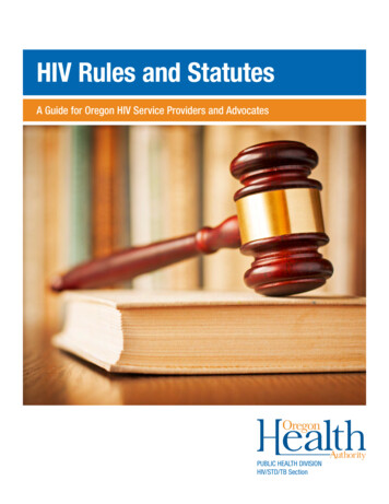 HIV Rules And Statutes - Oregon