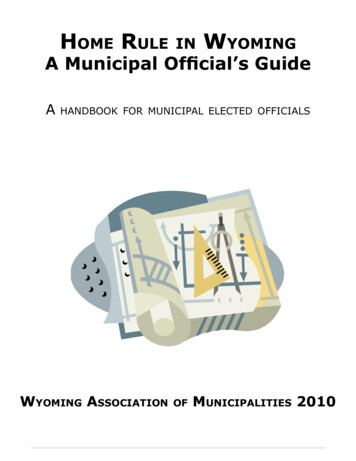 Home Rule In Wyoming A Municipal Official's Guide