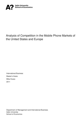 Analysis Of Competition In The Mobile Phone Markets Of The . - Aalto