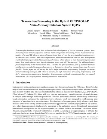 Transaction Processing In The Hybrid OLTP&OLAP Main-Memory Database .