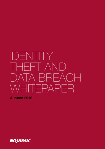 IDENTITY THEFT AND DATA BREACH WHITEPAPER - Equifax
