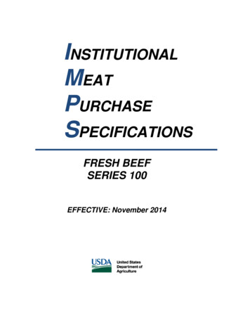 Institutional Meat Purchase Specifications