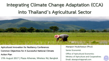 Integrating Climate Change Adaptation Into Thailand Ag Sector
