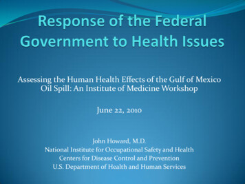 Response Of The Federal Government To Health Issues
