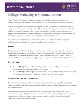 IP College Marketing Communication Policy - Palmer College Of Chiropractic