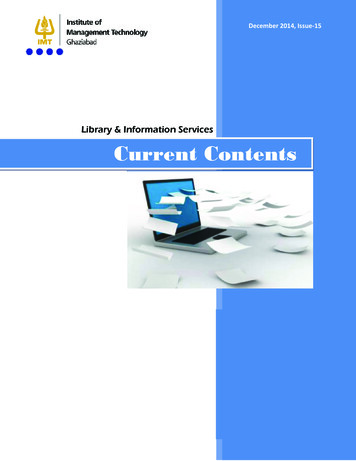 Library & Information Services Current Contents