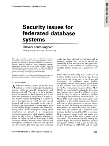 Security Issues For Federated Database Systems