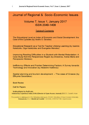 Journal Of Regional Socio-Economic Issues, Vol. 7, Issue 1, January 201