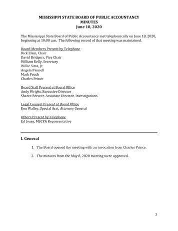 MISSISSIPPI STATE BOARD OF PUBLIC ACCOUNTANCY MINUTES June 18, 2020