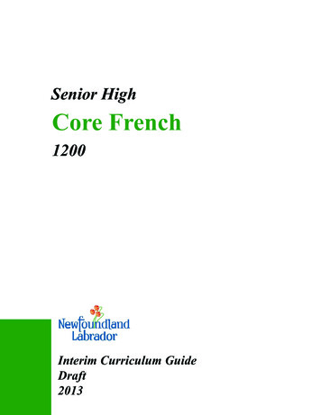Senior High Core French - Government Of Newfoundland And Labrador
