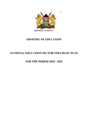 Ministry Of Education National Education Sector Strategic Plan For The .
