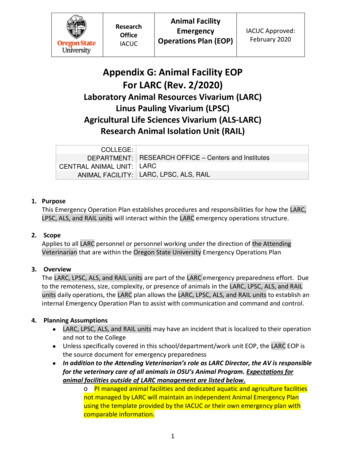 Appendix G: Animal Facility EOP For LARC (Rev. 2/2020)