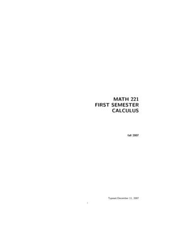 Math 221 First Semester Calculus