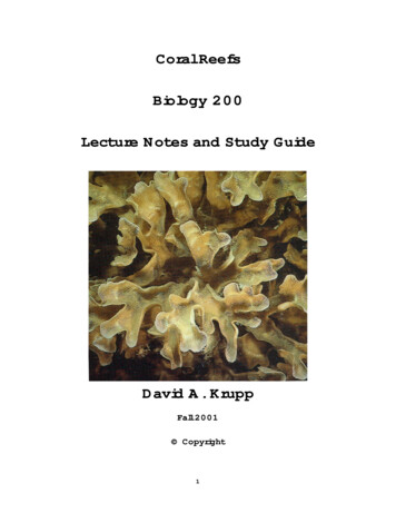 Coral Reefs Biology 200 Lecture Notes And Study Guide