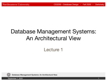 Database Management Systems: An Architectural View
