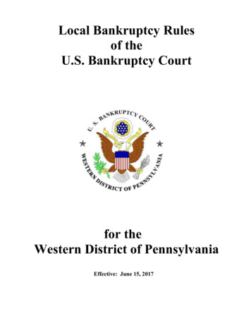 Local Bankruptcy Rules Of The U.S. Bankruptcy Court