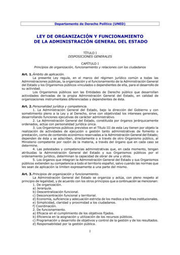 Ley De Organización Y Funcionamiento De La Administración . - Uned