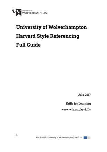 University Of Wolverhampton Harvard Style Referencing Full Guide