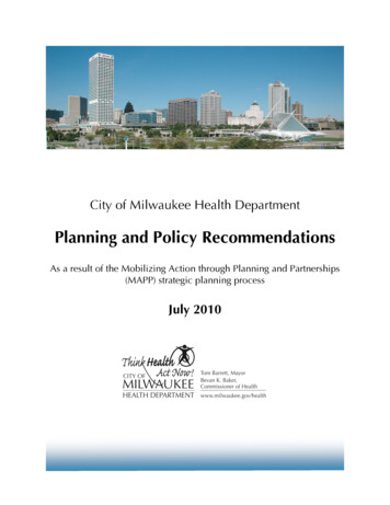 Planning And Policy Recommendations - City Of Milwaukee