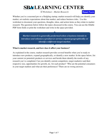 Market Research Worksheet - Small Business Administration