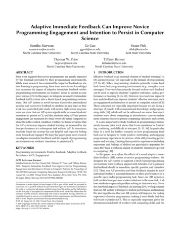 Adaptive Immediate Feedback Can Improve Novice Programming Engagement .
