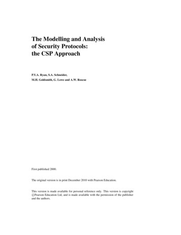 The Modelling And Analysis Of Security Protocols: The CSP Approach