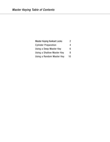 Master Keying Table Of Contents - Scene7