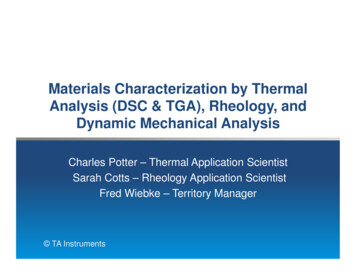 Materials Characterization By Thermal Analysis (DSC & TGA), Rheology .