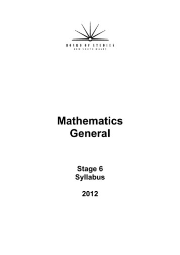 Mathematics General - Stage 6 Syllabus 2012