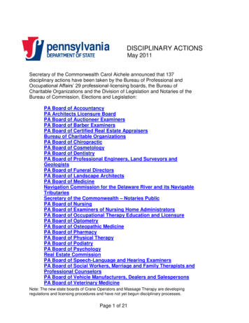 Pennsylvania DISCIPLINARY ACTIONS May 2011