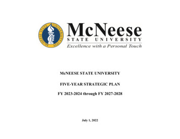 McNEESE STATE UNIVERSITY FIVE-YEAR STRATEGIC PLAN FY 2023-2024 Through .