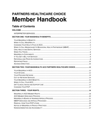 PARTNERS HEALTHCARE CHOICE Member Handbook - Mass General Brigham