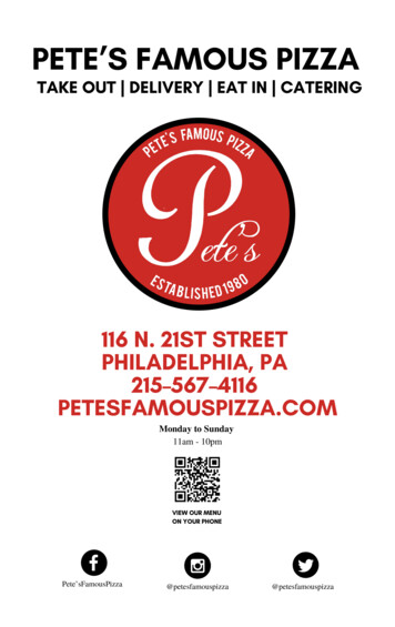 PFP 21st Dine In - Pete's Famous Pizza