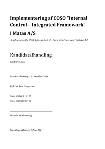 Implementering Af COSO Internal Control Integrated Framework I Matas A/S