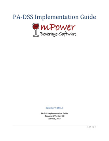 PA‐DSS Implementation Guide - MPower Beverage