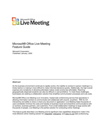 Microsoft Office Live Meeting Feature Guide